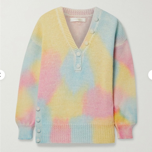 LoveShackFancy Sweaters - LoveShackFancy Naveen V-Neck Pullover Tie Dye Sweater Sz S